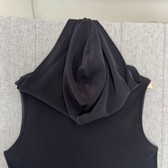 IAN R.N. Black Reversed Satin Sleeveless Hooded Column Evening Maxi Dress Size M - Picture 5 of 14